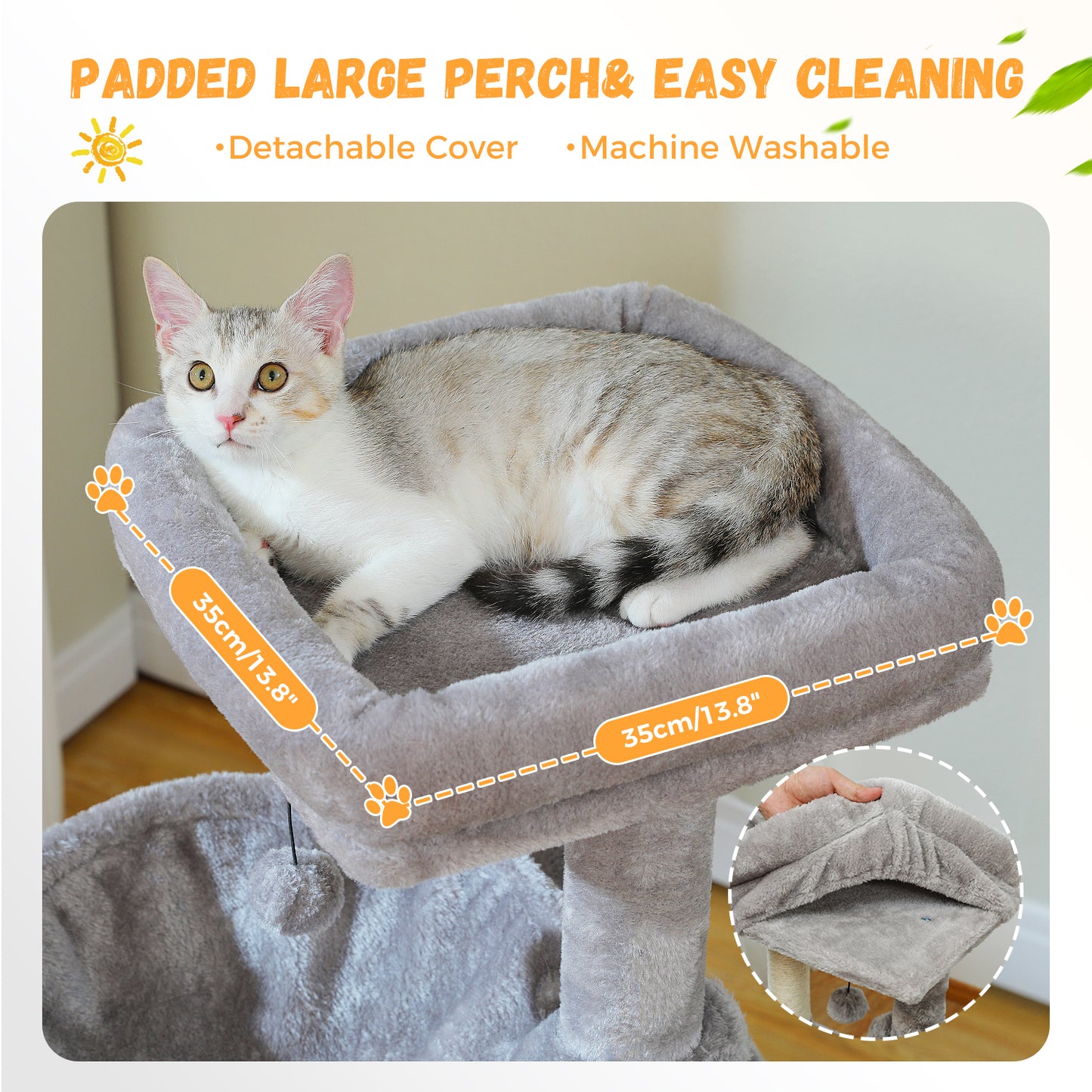 PAWZ Road 104cm Cat Tree Tower Scratching Post Scratcher Condo House for Indoor Cats Grey