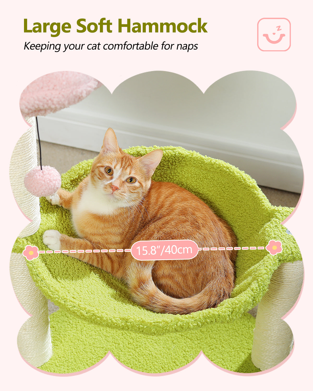PAWZ Road Cat Tree Tower Scratching Post for Kitten Bed Condo House with Hammock Pink