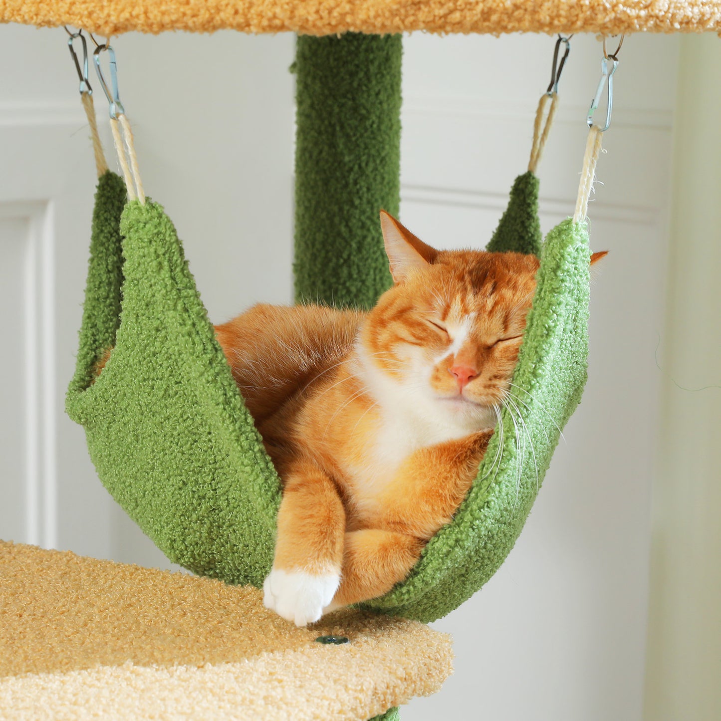 PAWZ Road Cat Tree Tower Scratching Post Floor to Ceiling Height Adjustable Cat Condo Bed Green