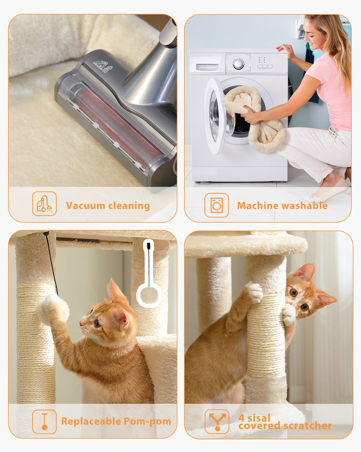 PAWZ Road 116cm Cat Tree Tower Scratching Post Scratcher Cat Condo Tree Kitten Bed Toy Beige