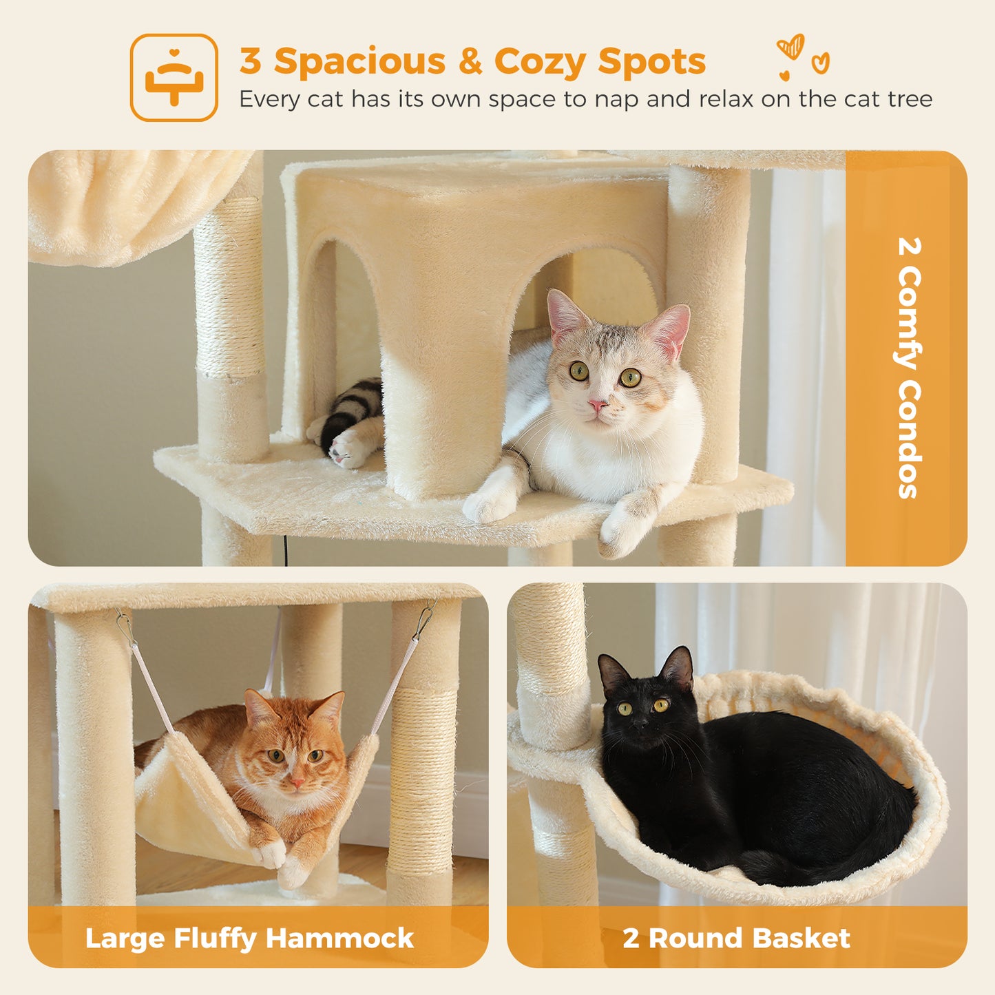 PAWZ Road 181cm Large Cat Tree Tower Scratching Post Condo House Furniture Cat Beds Beige