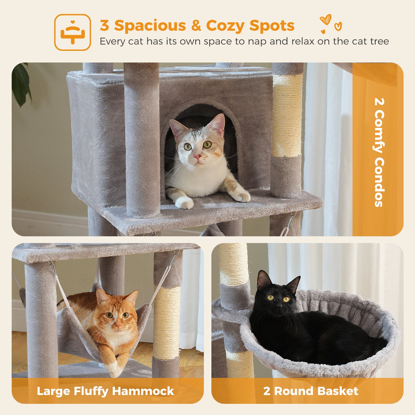 PAWZ Road 181cm Large Cat Tree Tower Scratching Post Condo House Furniture Cat Beds Grey