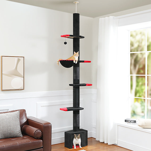 PAWZ Road Gothic Cat Tree Tower Floor to Ceiling Cat Scratching Post Scratcher Black