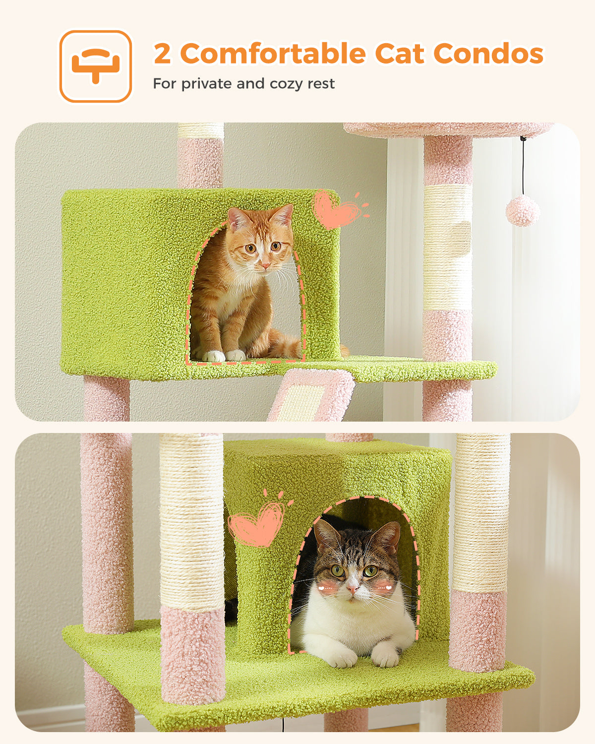 PAWZ Road 180cm Cat Tree Tower Scratching Post Adult Cats Condo House Bed Toys Pink