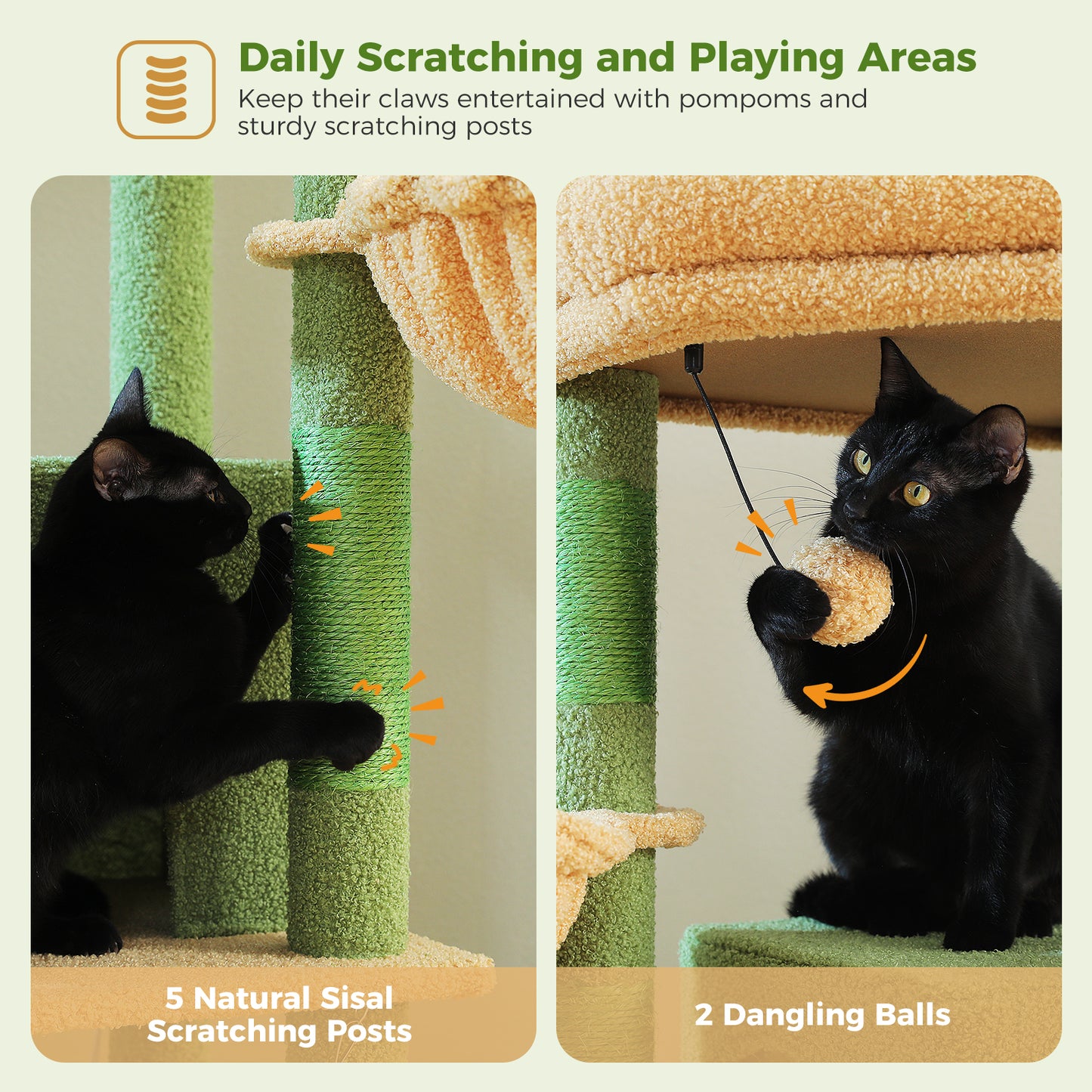 PAWZ Road 181cm Large Cat Tree Tower Scratching Post Condo House Furniture Cat Beds Green