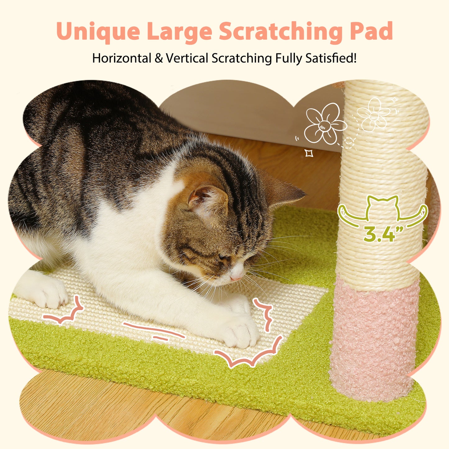 PAWZ Road 184cm Cat Tree Tower Scratching Post Scratcher Condo House Bed Toy Furniture Pink