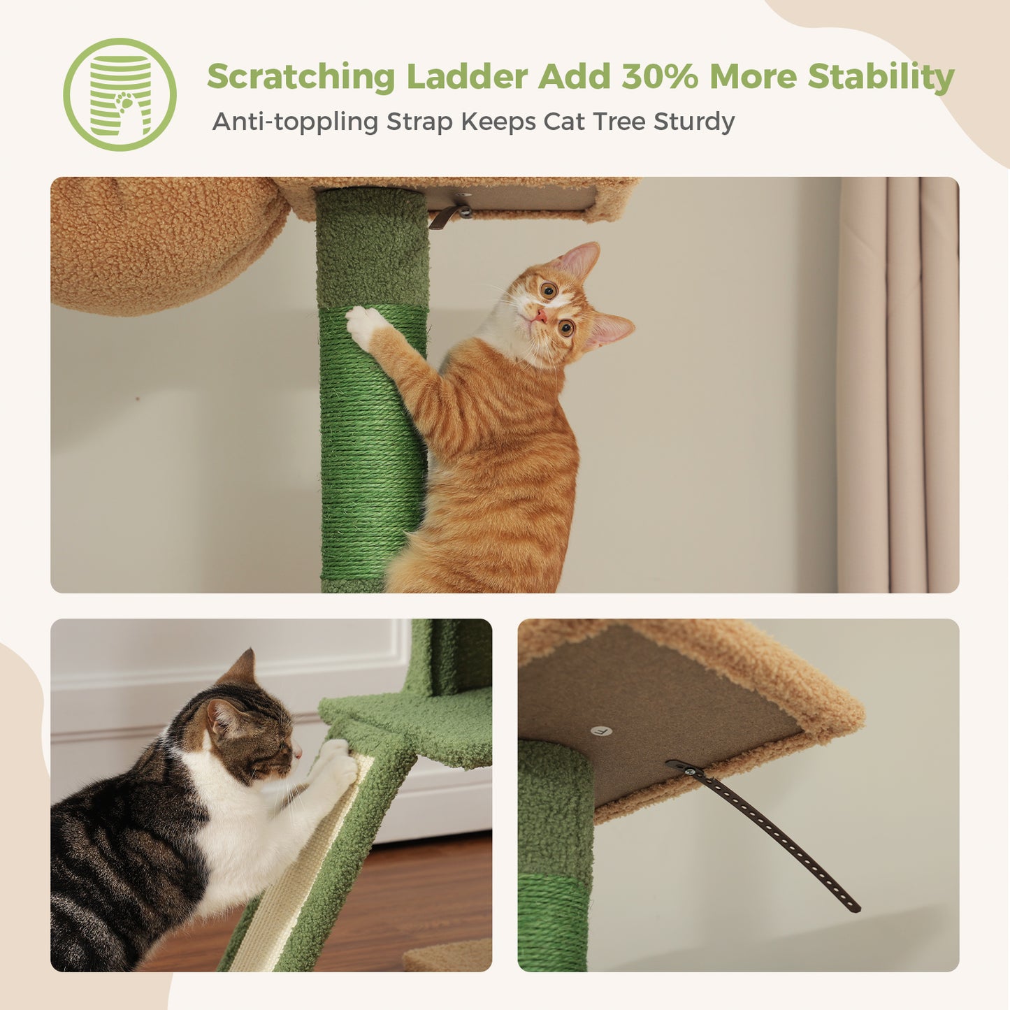PAWZ Road Cat Tree Tower Scratching Post Ceiling High Cat Scratcher Condo Beds Green