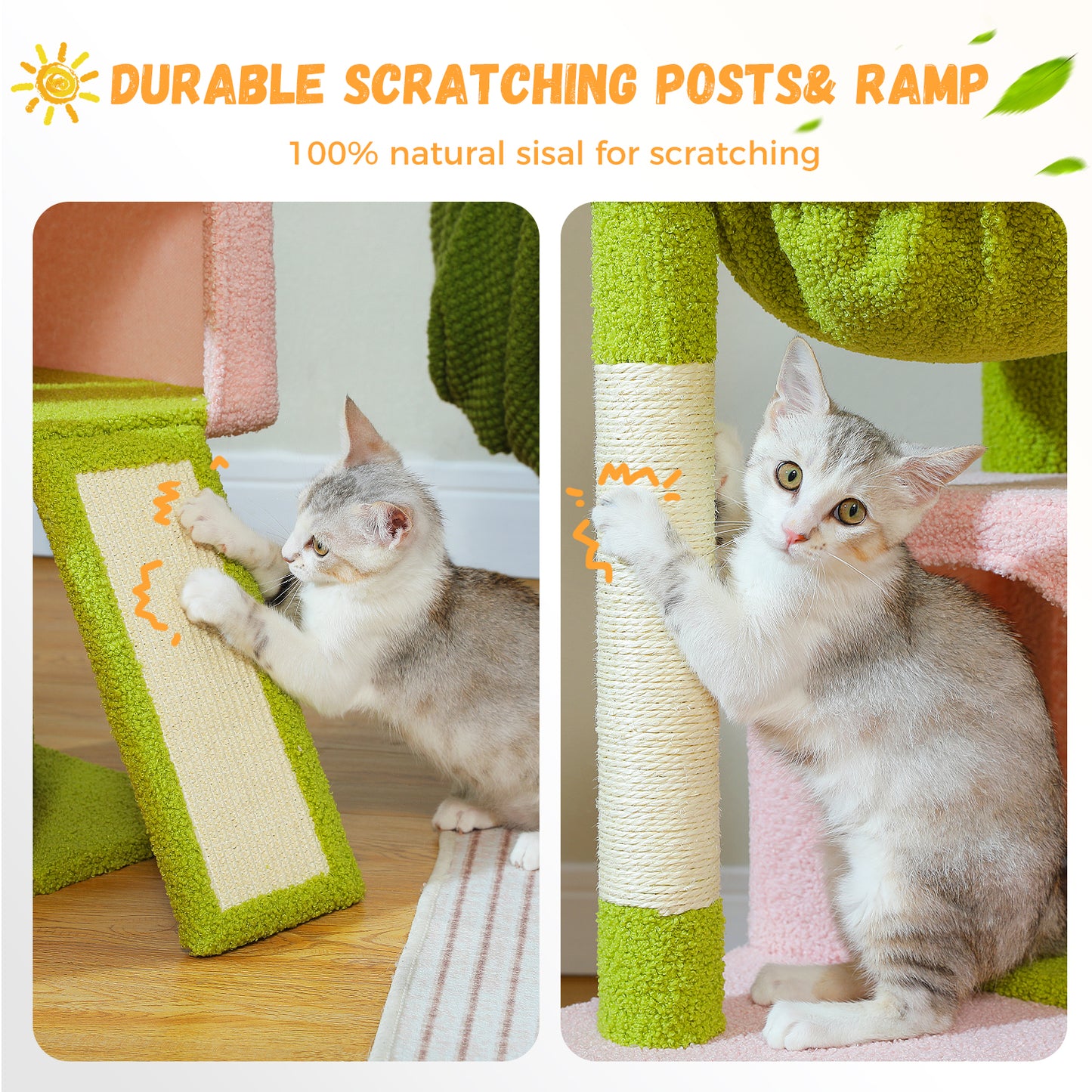 PAWZ Road 104cm Cat Tree Tower Scratching Post Scratcher Condo House for Indoor Cats Pink