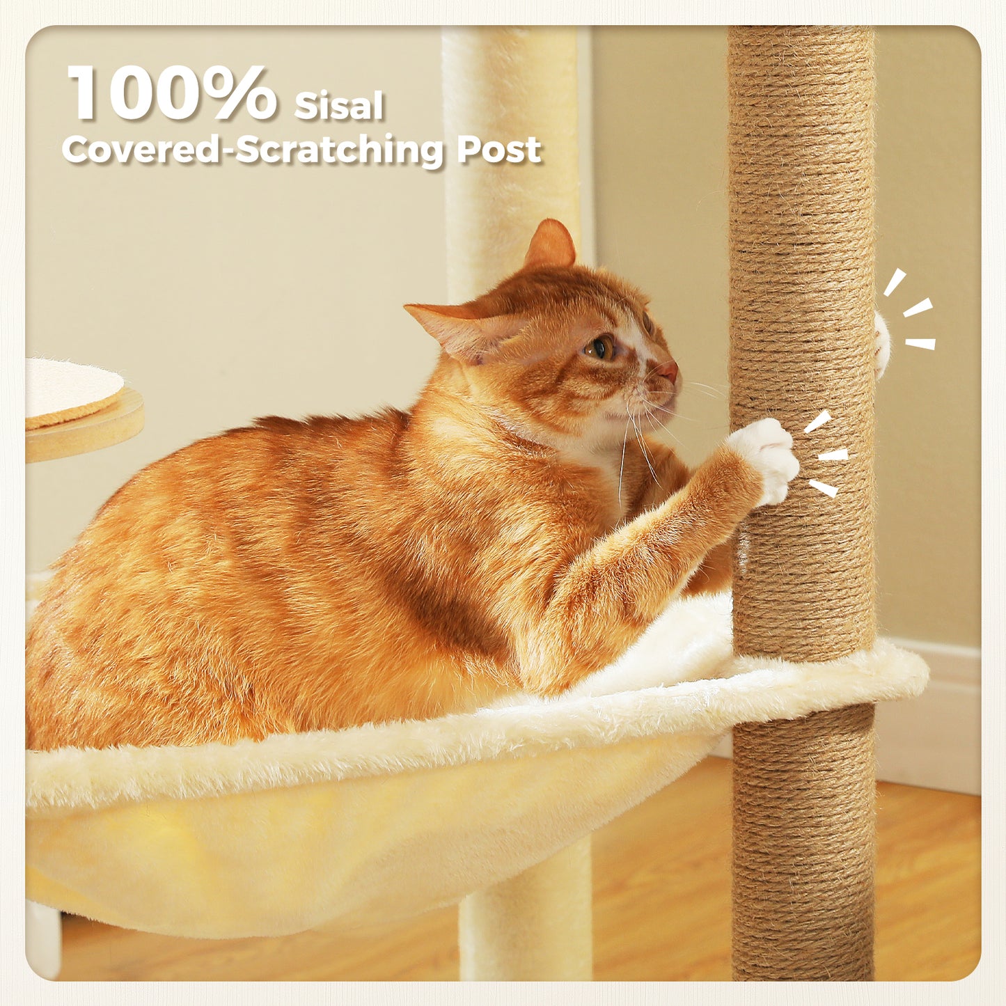PAWZ Road 143cm Cat Tree Tower Scratching Post Scratcher Cat Condo Tree Kitten Bed Toy Wood Beige