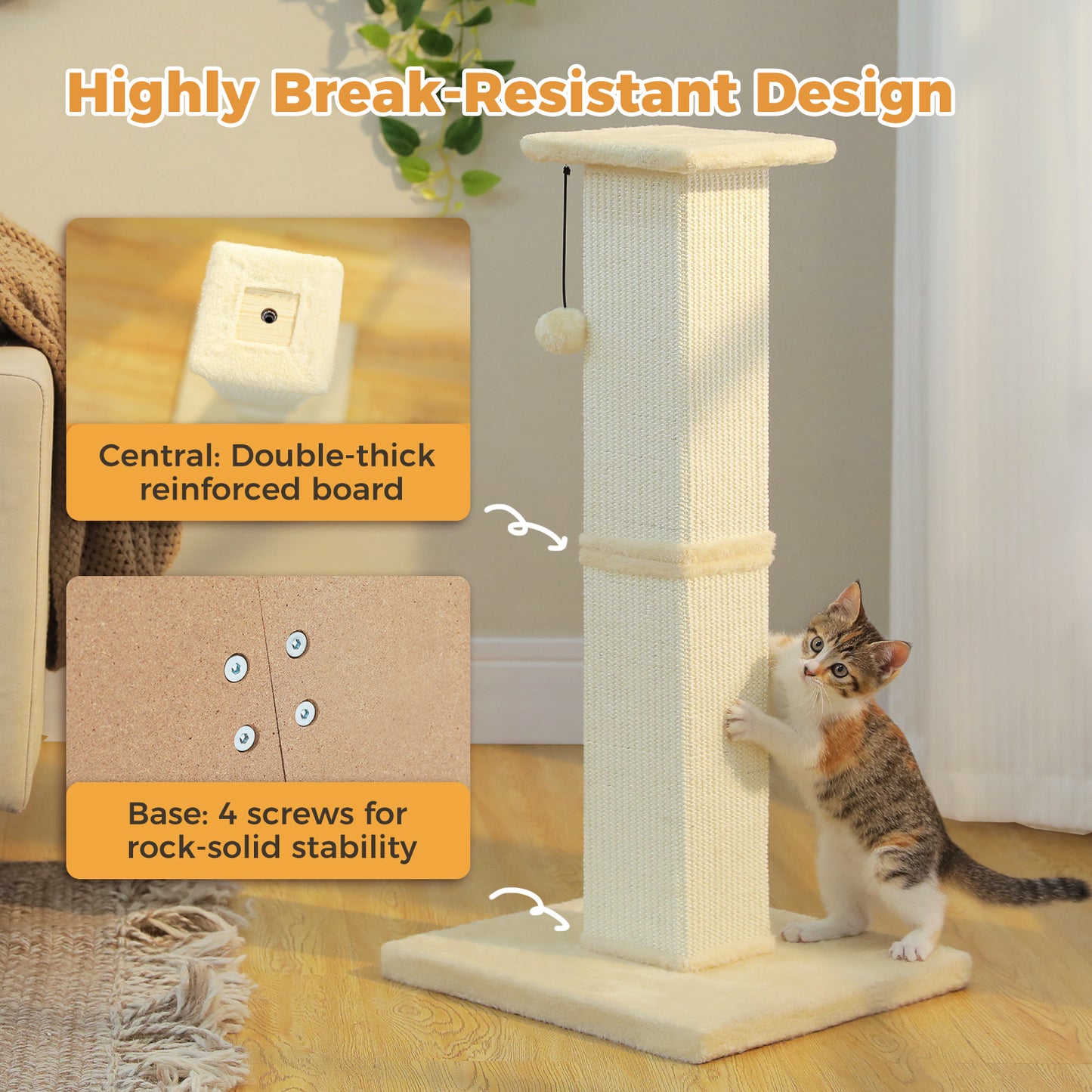 PAWZ Road 82cm Cat Tree Scratching Post Tower Sturdy Board Gym Furniture Fun Toys Beige