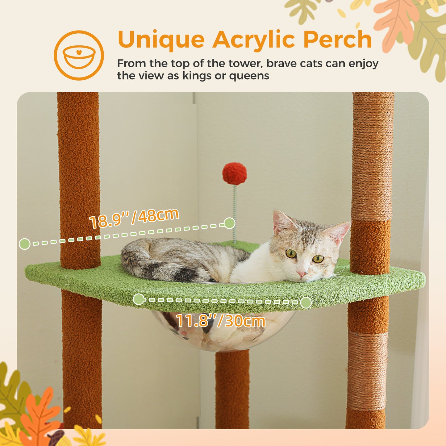 Cat Tree Tower Scratching Post Floor to Ceiling Height Adjustable Cat Condo Bed Brown