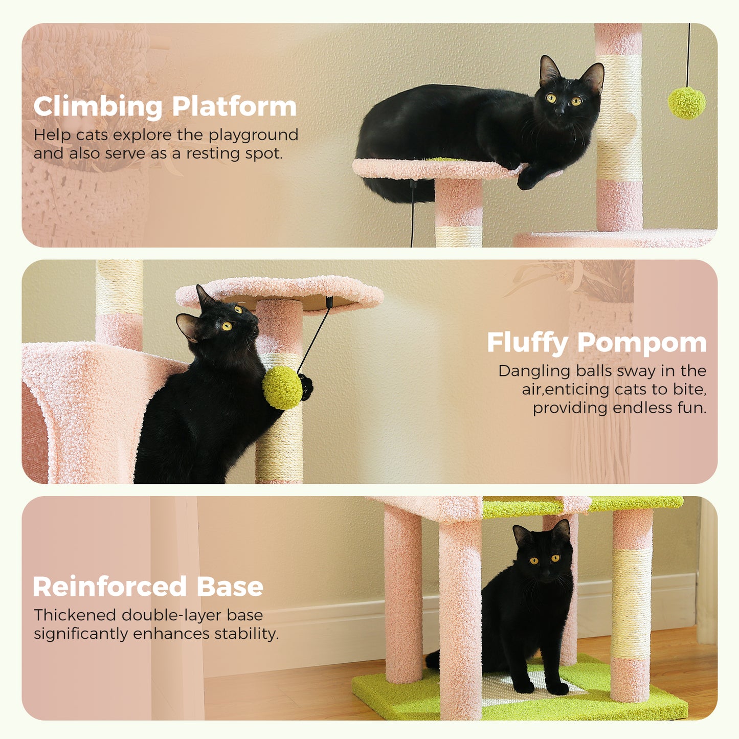 PAWZ Road 157cm Cat Tree Tower Scratching Post Scratcher Condo House Furniture Pink