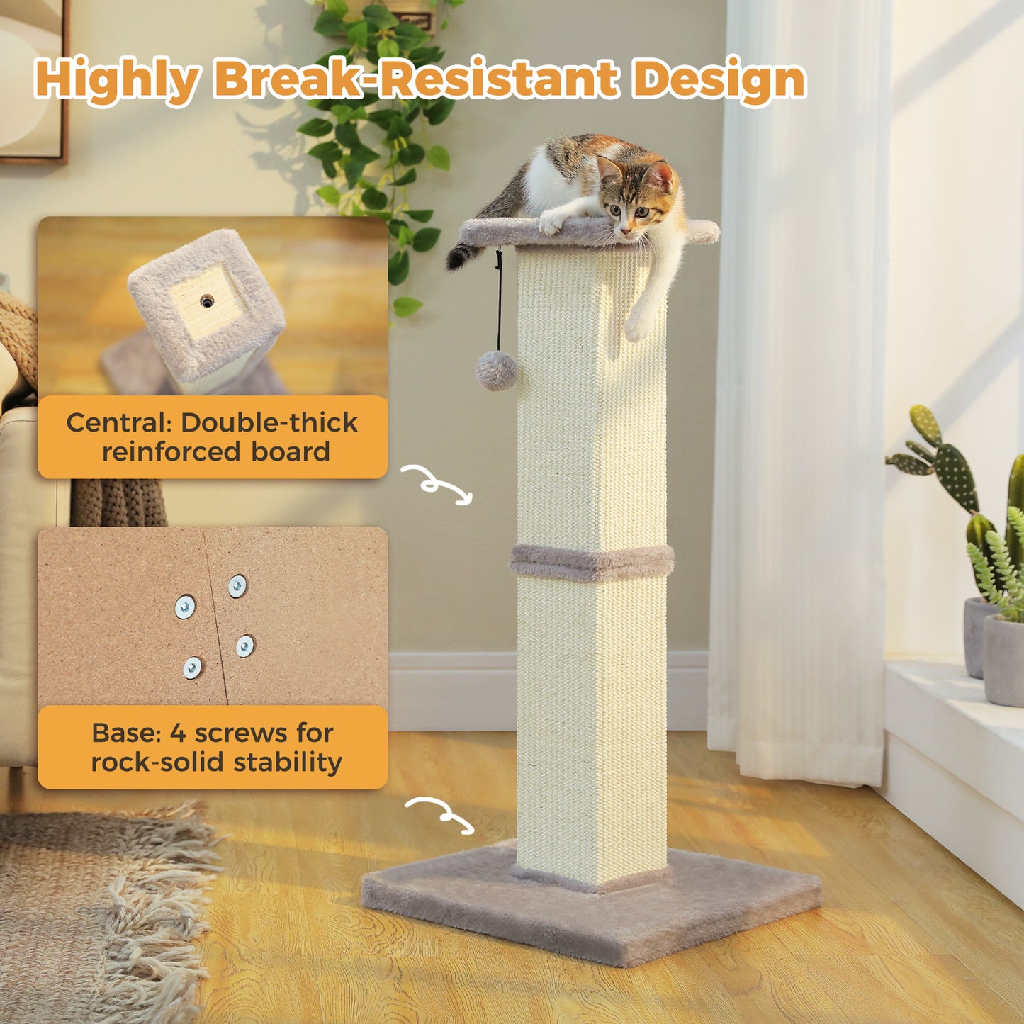 PAWZ Road 82cm Cat Tree Scratching Post Tower Sturdy Board Gym Furniture Fun Toys Grey