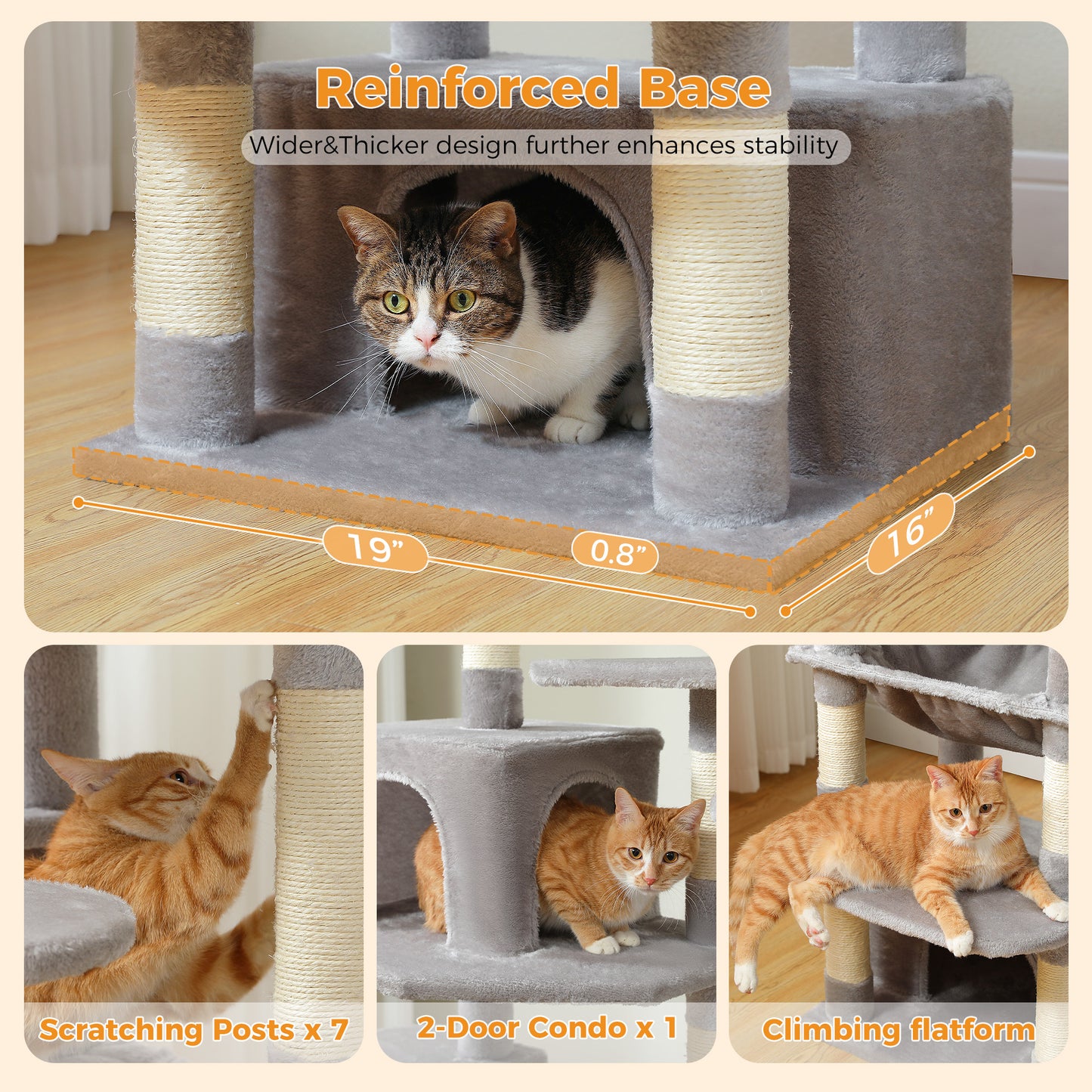 PAWZ Road Cat Tree Tower Scratching Post Scratcher Condo House Bed Toys 164cm Grey
