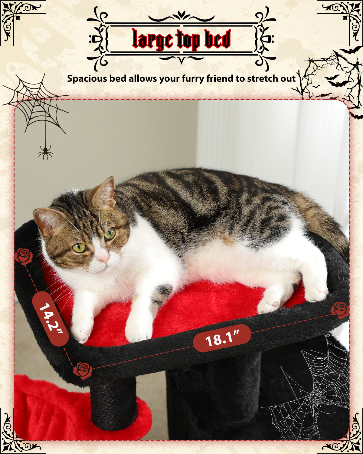 PAWZ Road Cat Tree Tower Condo House Cat Scratching Post Furniture with Hammock Black