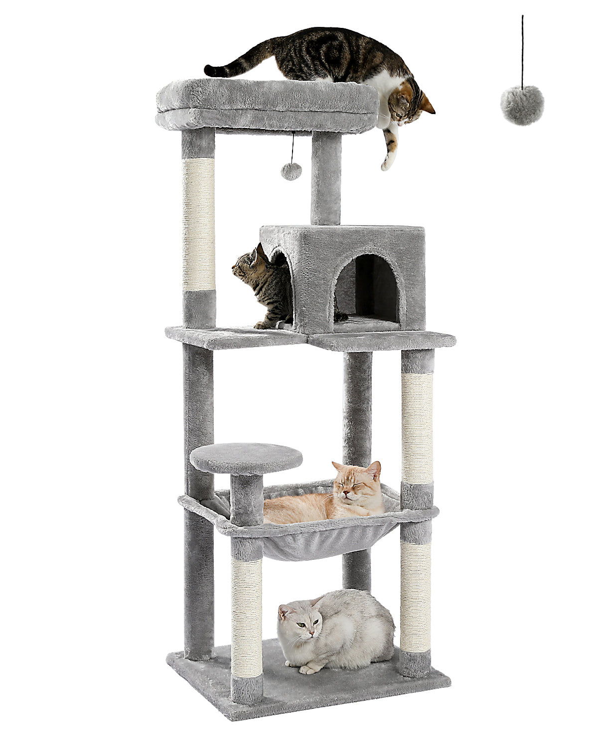 PAWZ Road 143cm Cat Tree Tower Scratching Post Scratcher Cats Bed Condo House Grey