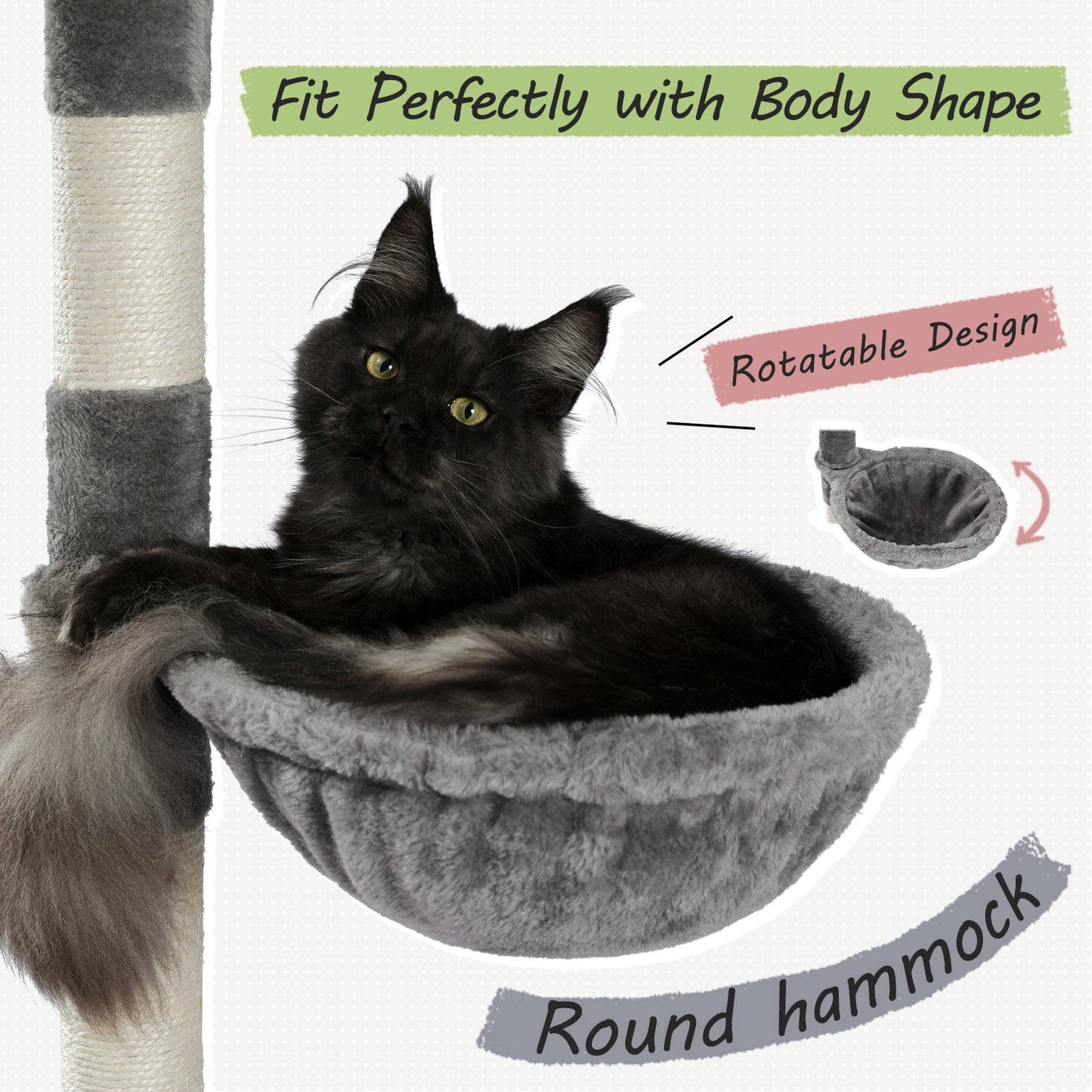 PAWZ Road Cat Tree Tower Scratching Post Floor to Ceiling Height Adjustable Cat Condo Bed Grey