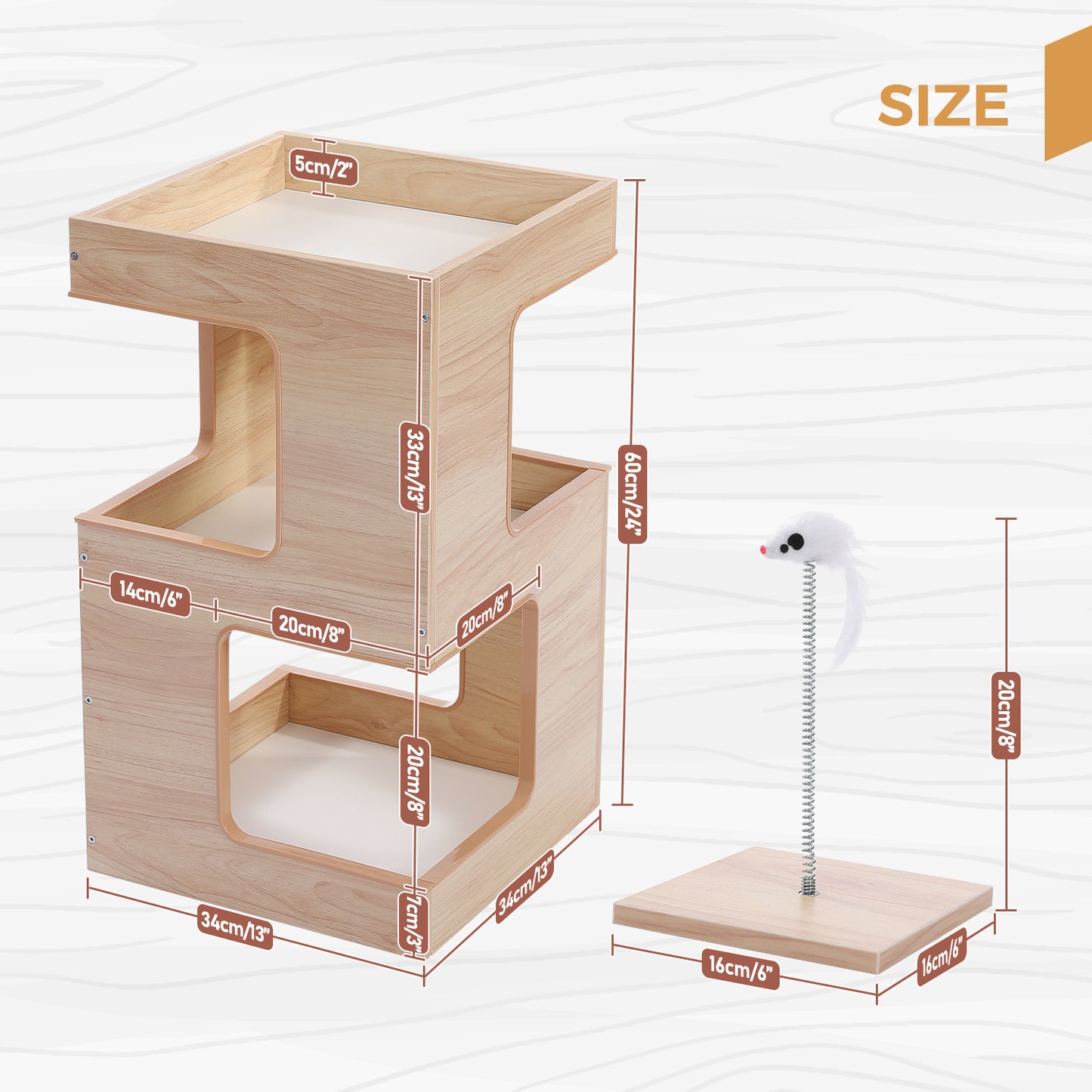 PAWZ Road Cat Tree Bed Bedside Tables Tower Condo House Scratcher Furniture Toy Beige