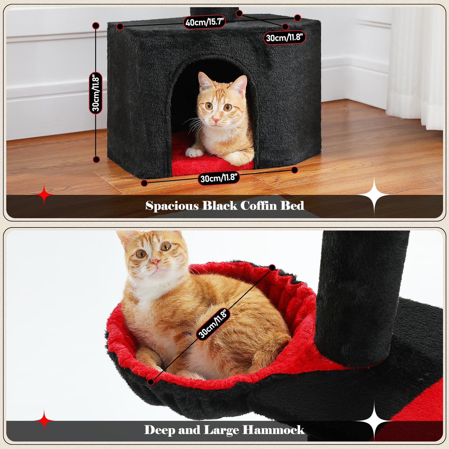 PAWZ Road Gothic Cat Tree Tower Floor to Ceiling Cat Scratching Post Scratcher Black