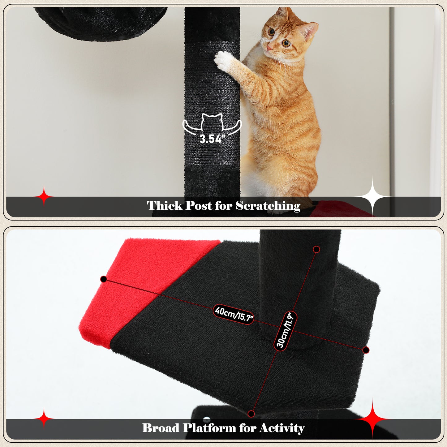 PAWZ Road Gothic Cat Tree Tower Floor to Ceiling Cat Scratching Post Scratcher Black