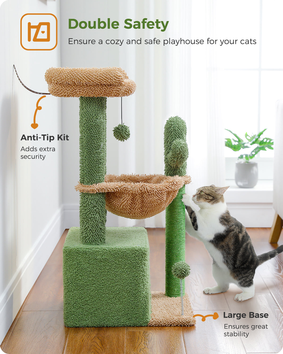 PAWZ Road 83cm Cat Tree Tower Scratching Post with Large Hammock Kitten Indoor Toys