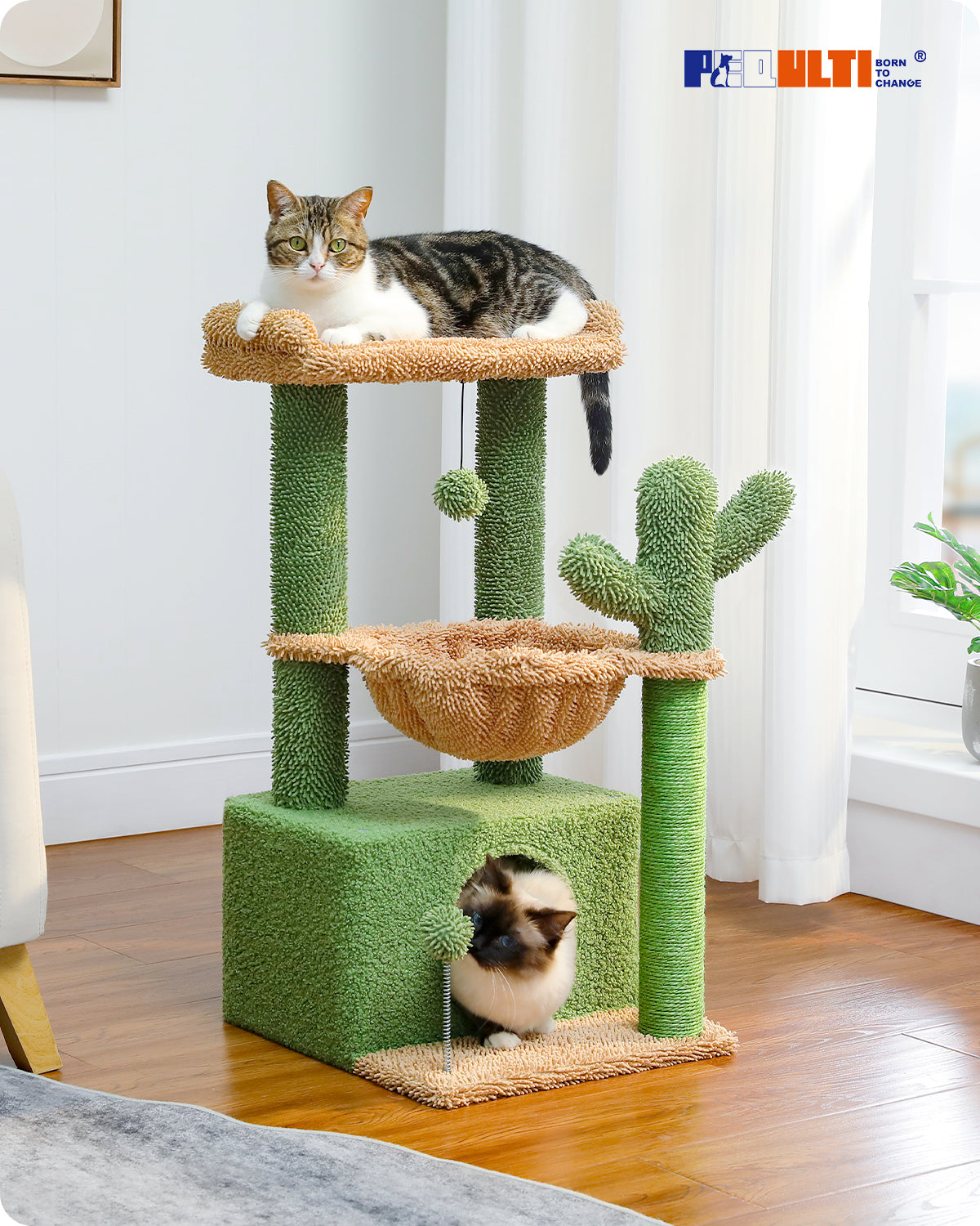 PAWZ Road 83cm Cat Tree Tower Scratching Post with Large Hammock Kitten Indoor Toys