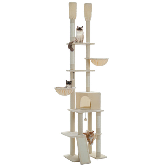 PAWZ Road Cat Tree Tower Scratching Post Scratcher Adjustable Height 216-285cm Beige