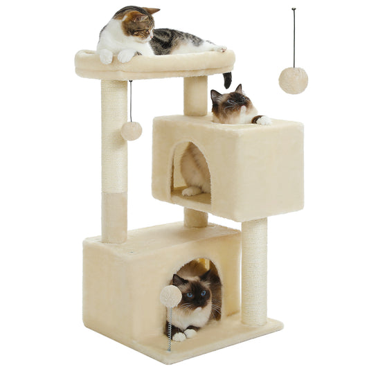 PAWZ Road Cat Tree Tower Scratching Post Scratcher with Large Condo House Beds Beige