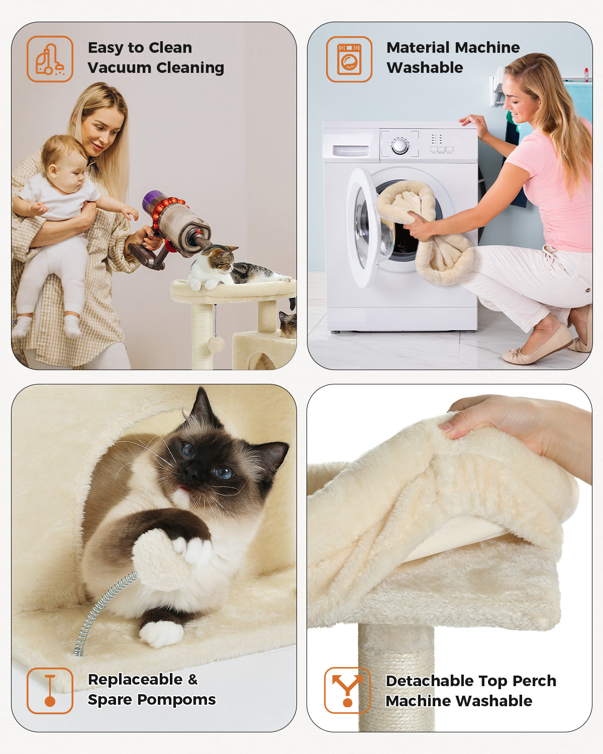 PAWZ Road Cat Tree Tower Scratching Post Scratcher with Large Condo House Beds Beige