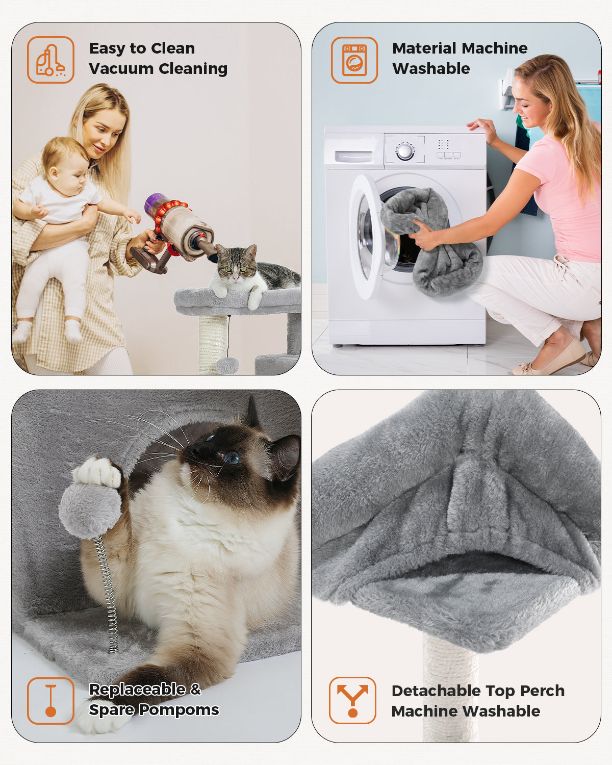 PAWZ Road Cat Tree Tower Scratching Post Scratcher with Large Condo House Beds Grey