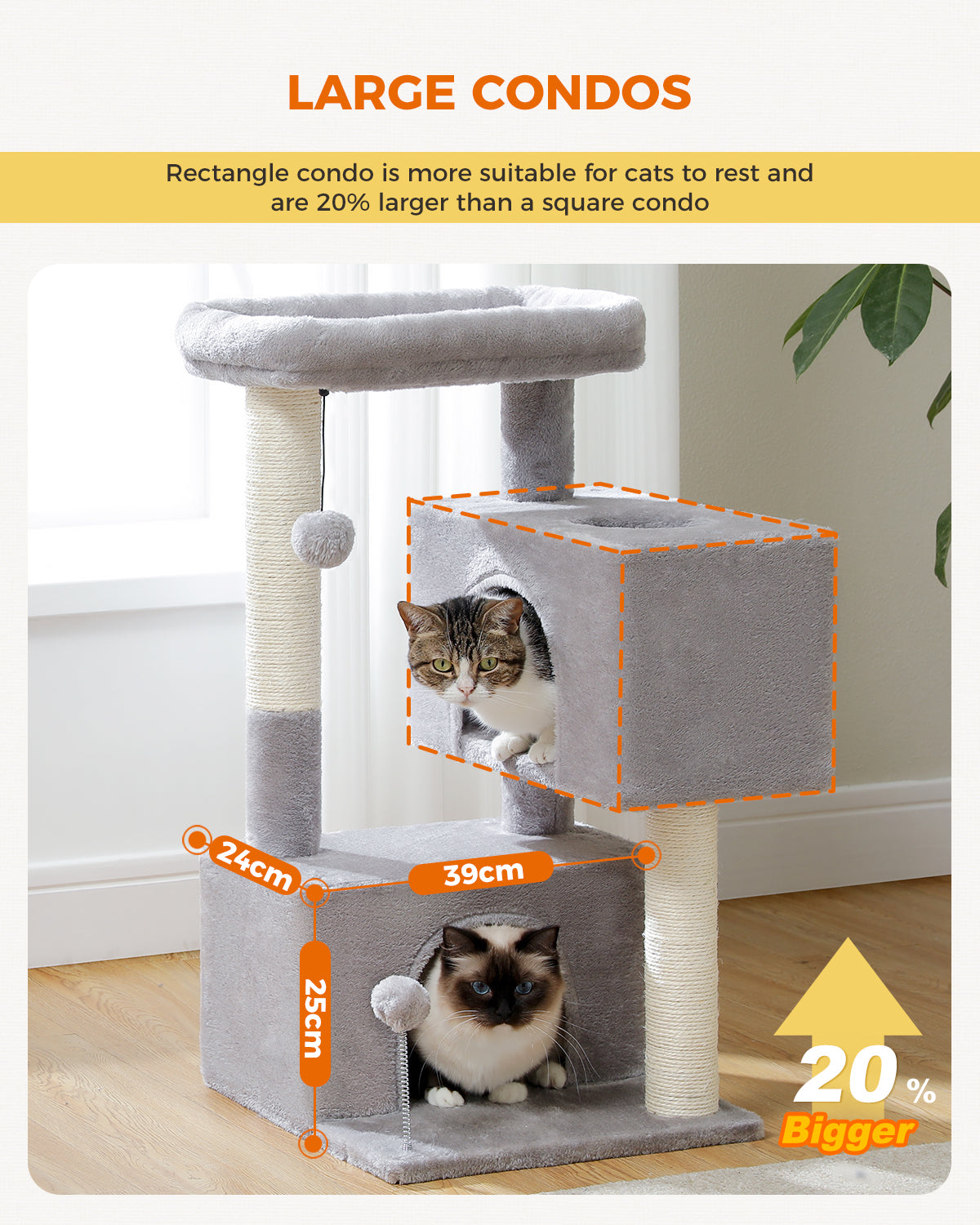PAWZ Road Cat Tree Tower Scratching Post Scratcher with Large Condo House Beds Grey