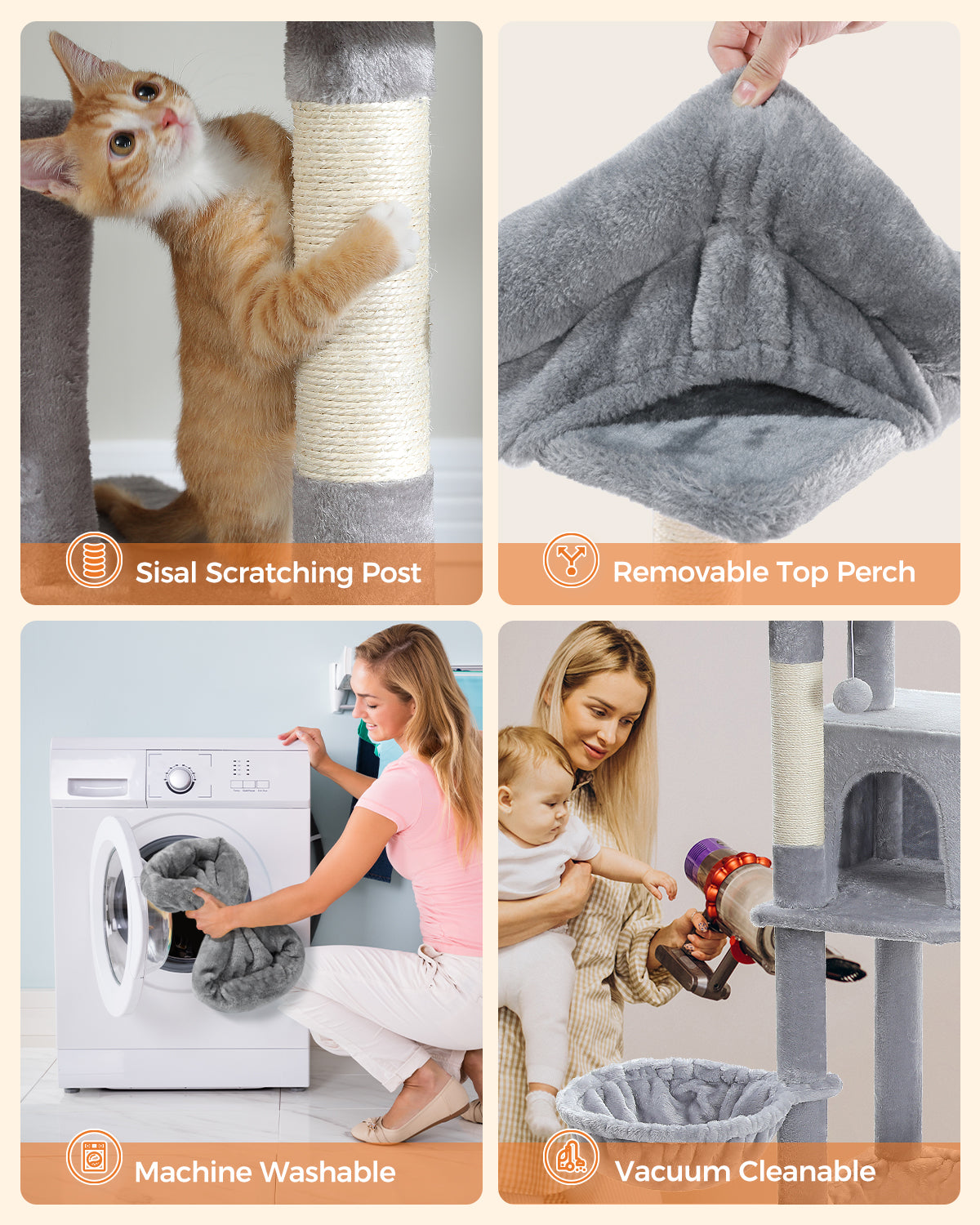 PAWZ Road 175CM Cat Tree Scratching Post Scratcher Cat Tower Condo House Furniture Bed Grey