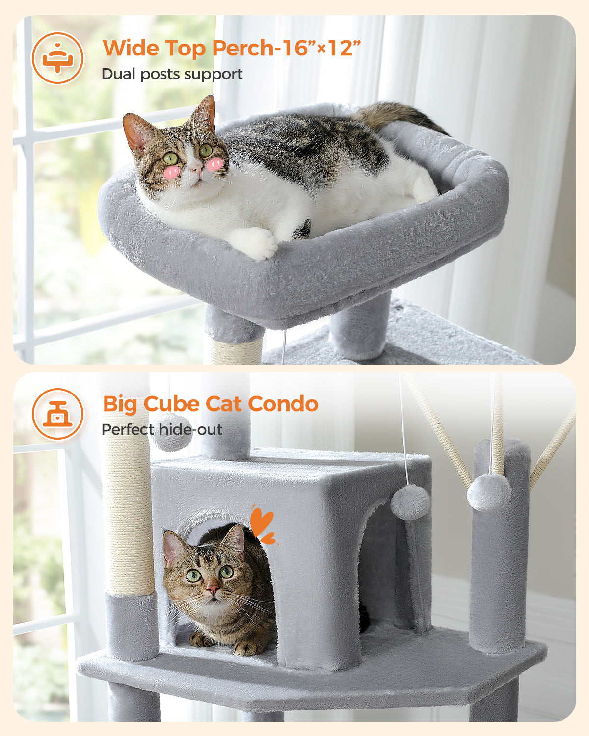 PAWZ Road 175CM Cat Tree Scratching Post Scratcher Cat Tower Condo House Furniture Bed Grey