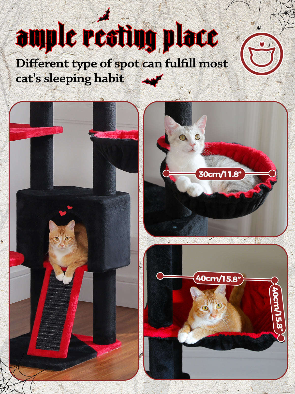 PAWZ Road Cat Tree Tower Scratching Post Floor to Ceiling Cats Tower Furniture Black