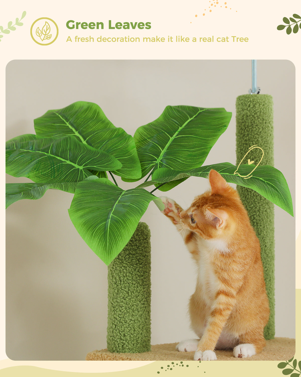 PAWZ Road Cat Tree Tower Scratching Post Floor to Ceiling Cats Tower Furniture Green