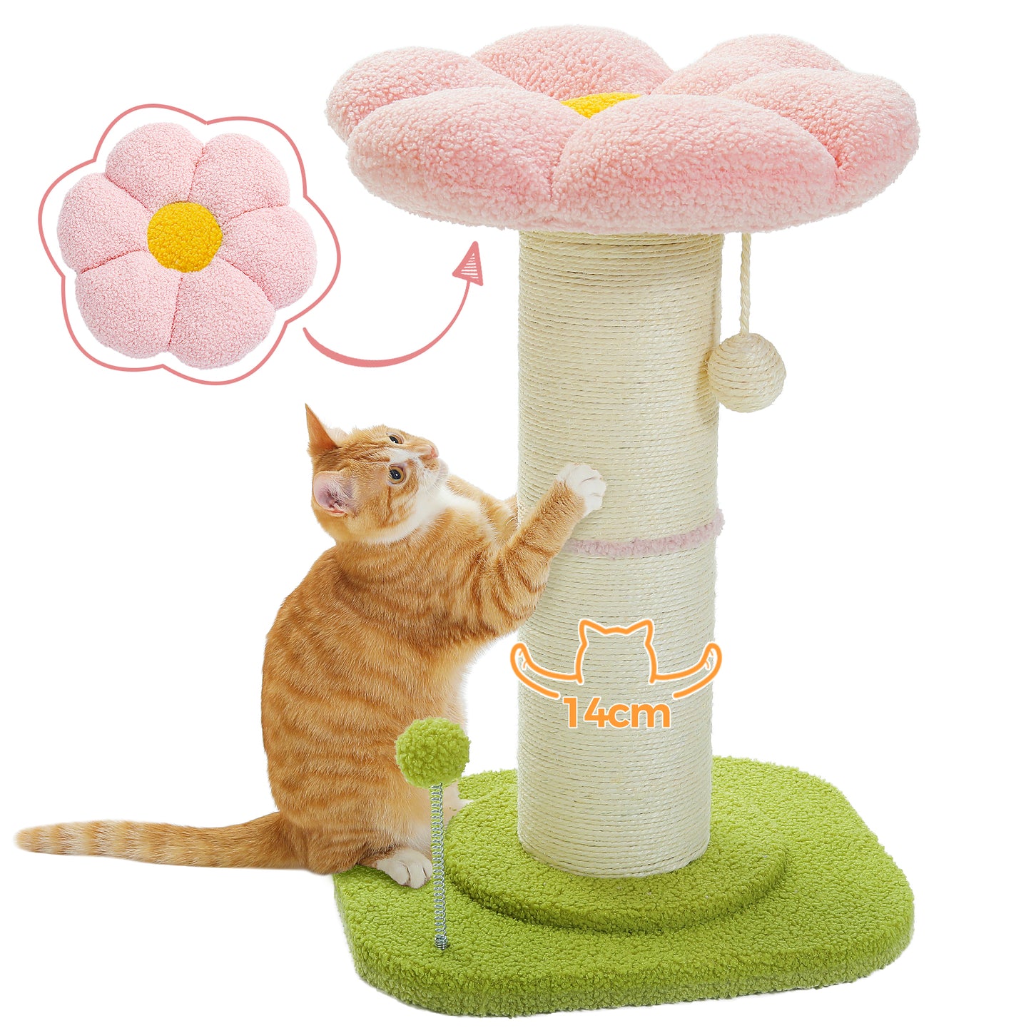 PAWZ Road 60cm Cat Scratching Post with Super Thick Scratcher Cats Bed Toys Scratch Pink