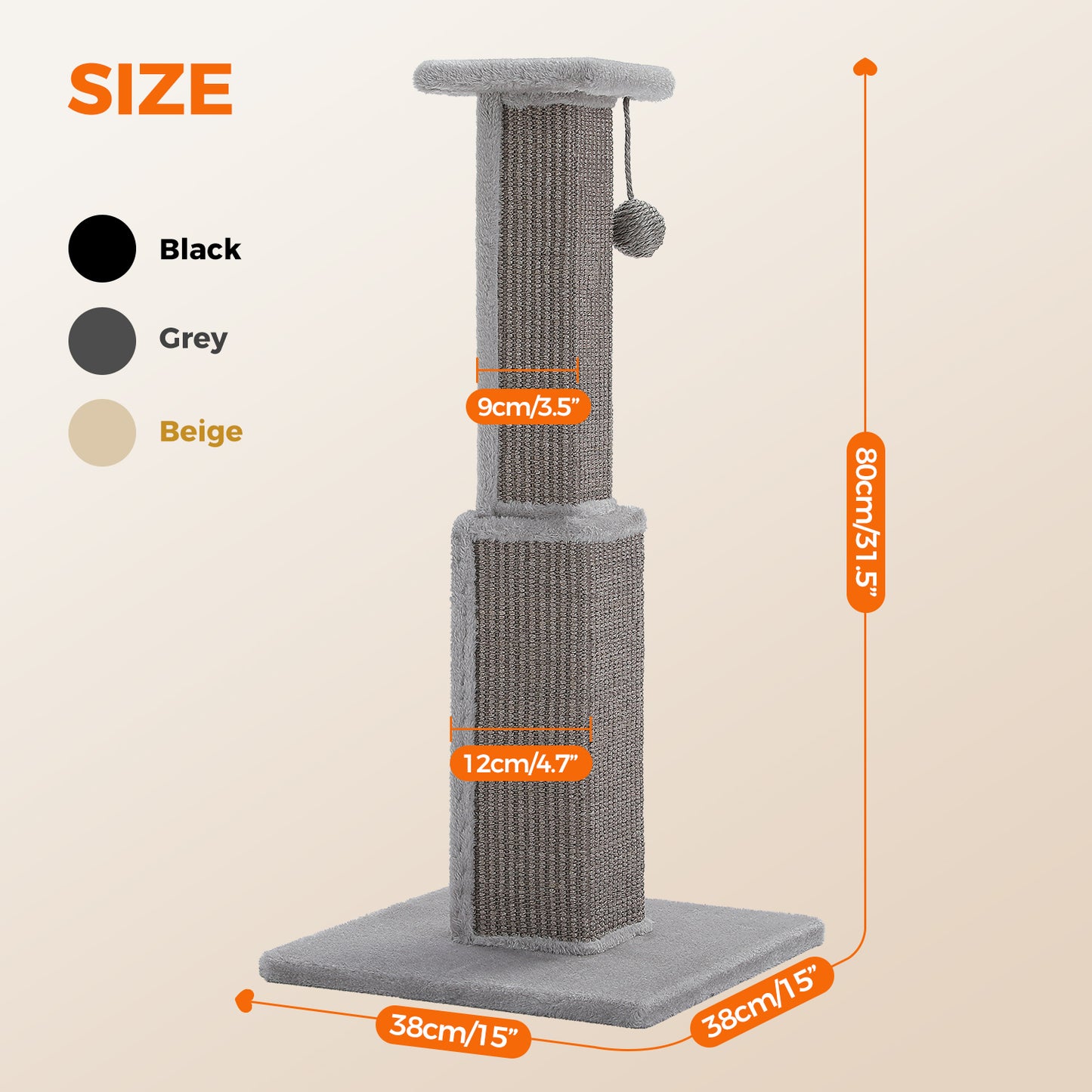 PAWZ Road 80cm Cat Tree Scratching Post Tower Sturdy Board Gym Furniture Fun Toys Grey
