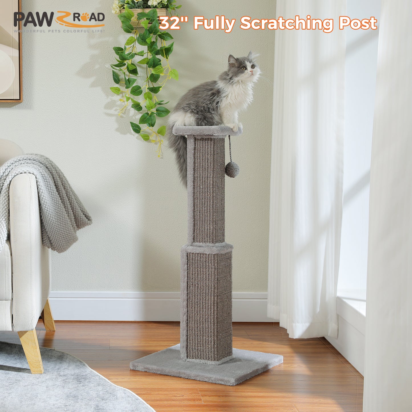 PAWZ Road 80cm Cat Tree Scratching Post Tower Sturdy Board Gym Furniture Fun Toys Grey
