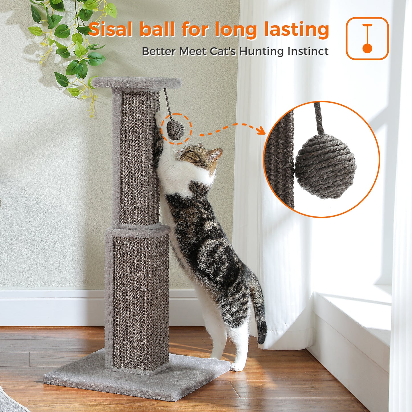 PAWZ Road 80cm Cat Tree Scratching Post Tower Sturdy Board Gym Furniture Fun Toys Grey