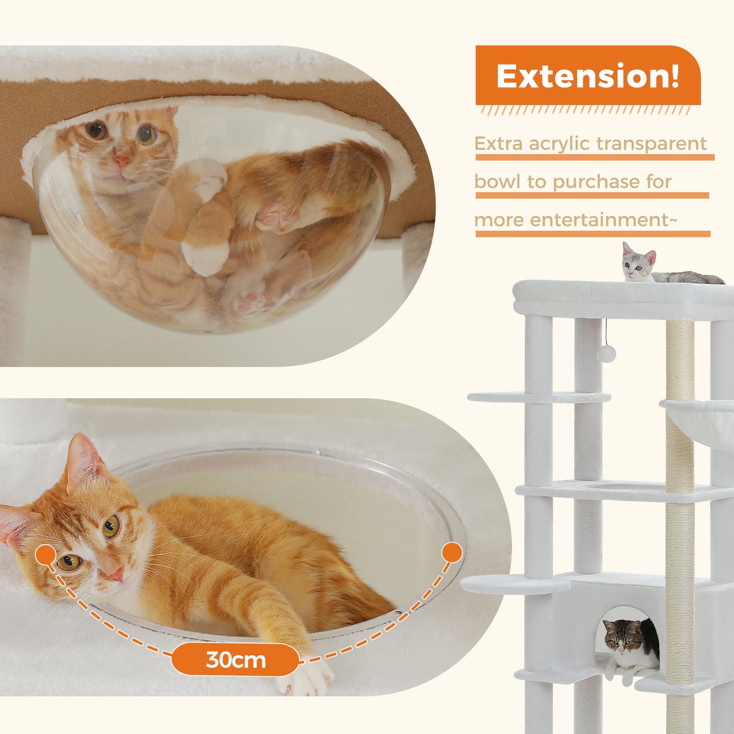 PAWZ Road 170cm Cat Tree Tower Scratching Post Scratcher Large Cats Condo House White