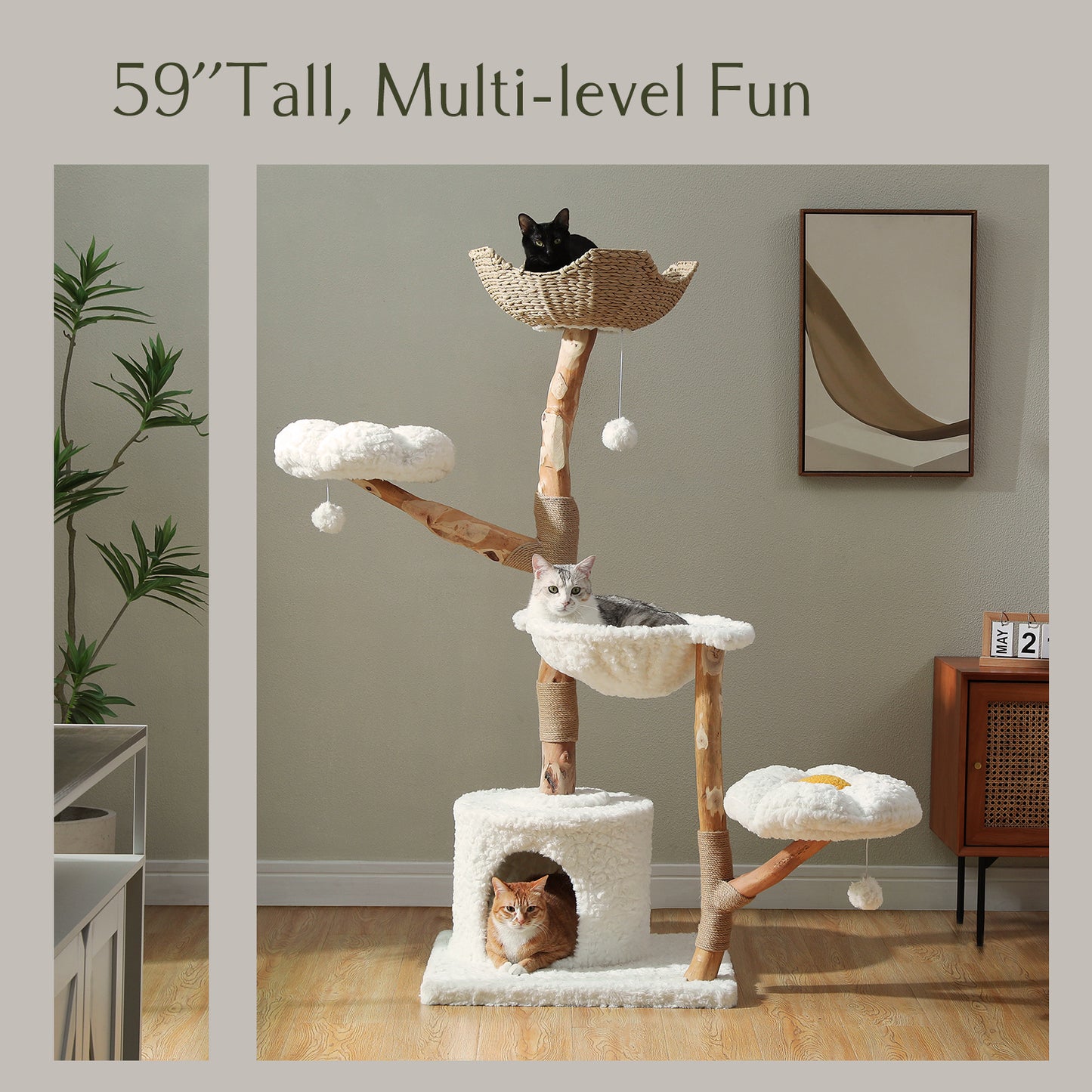 PAWZ Road Cat Tree Scratching Post Scratcher Wooden Condo Tower House for Large Cats