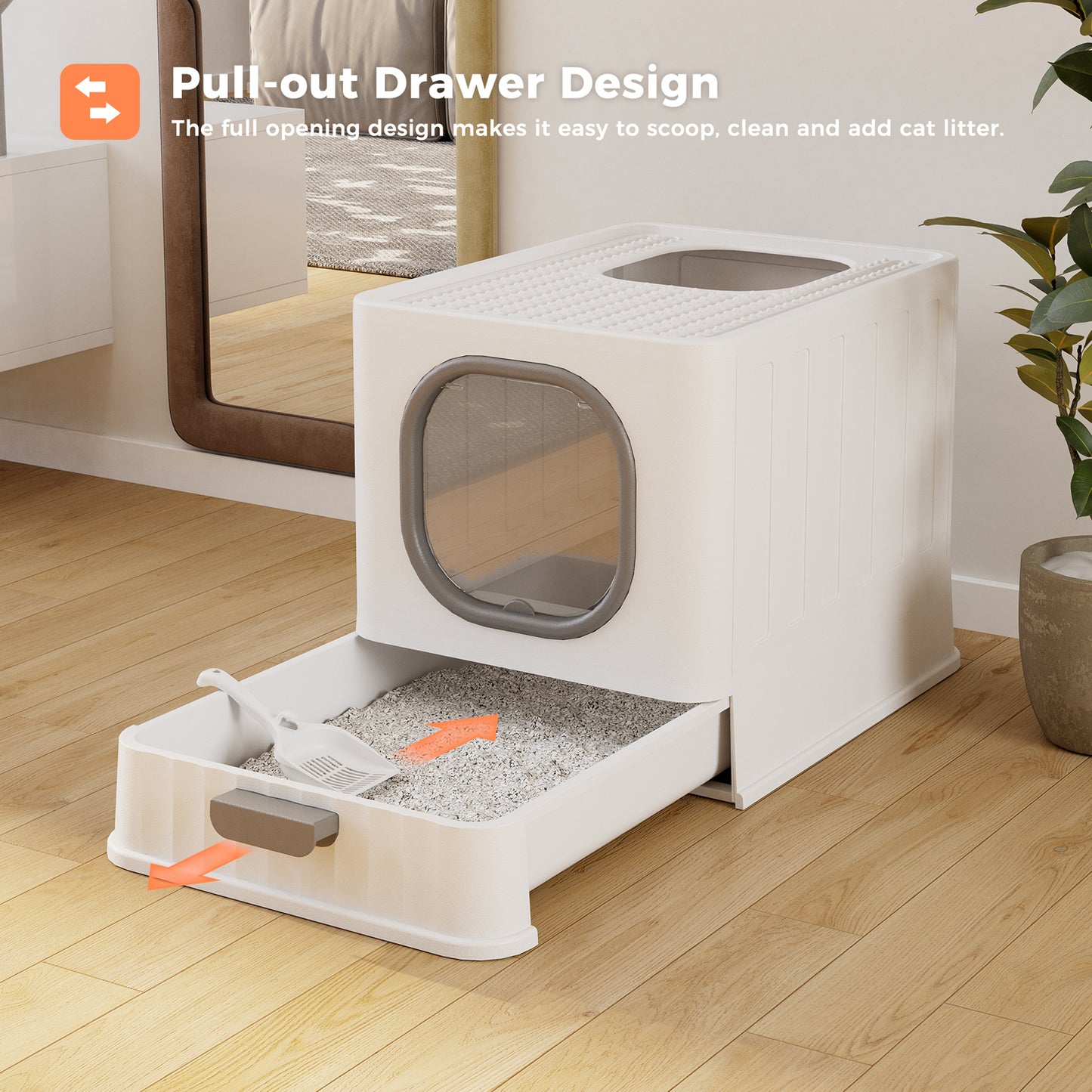 PAWZ Road Cat Litter Box Enclosed Large Kitty Toilet Hooded Tray Ordor Proof Grey