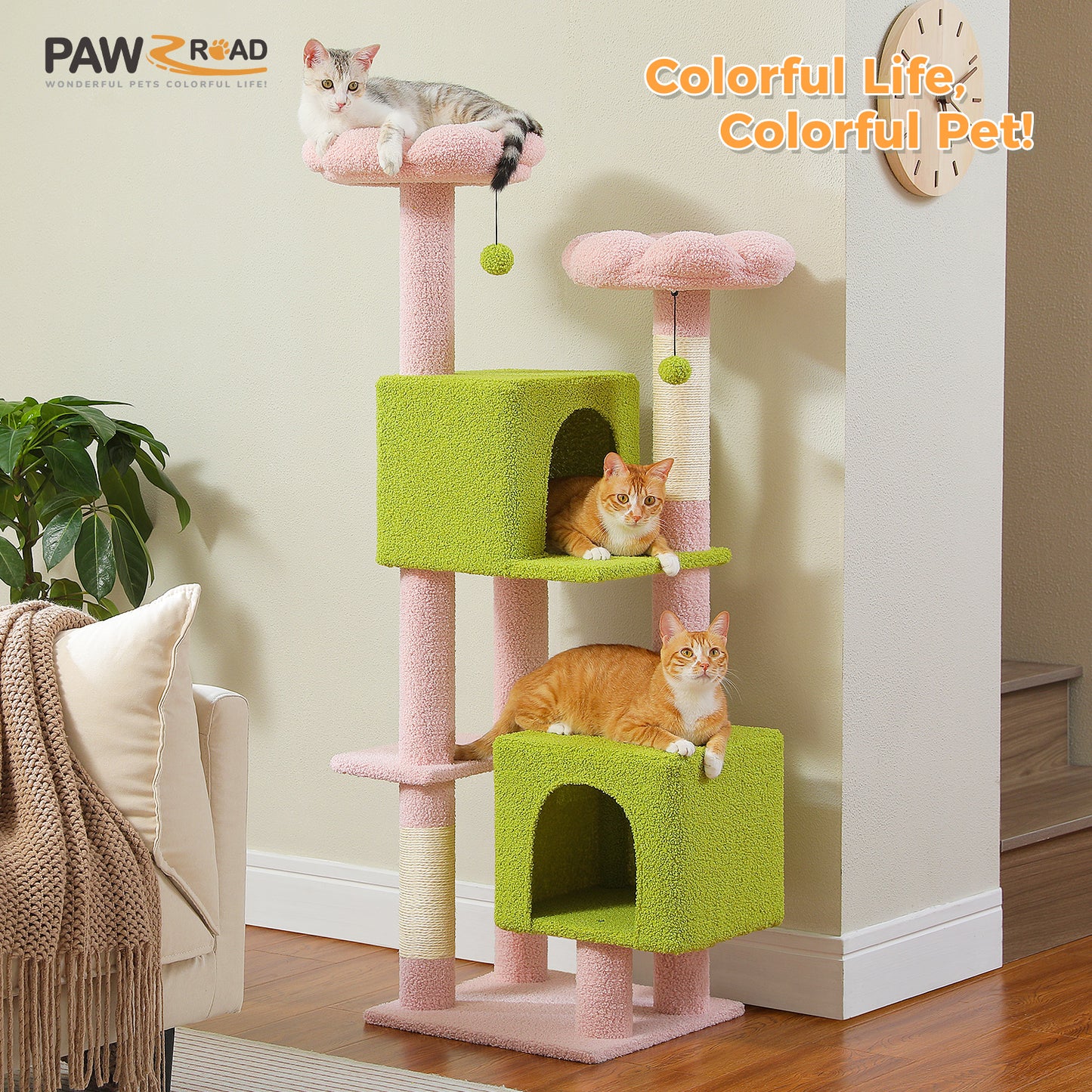 PAWZ Road 133cm Cat Tree Tower Condo Scratching Post Scratcher House for Large Cats