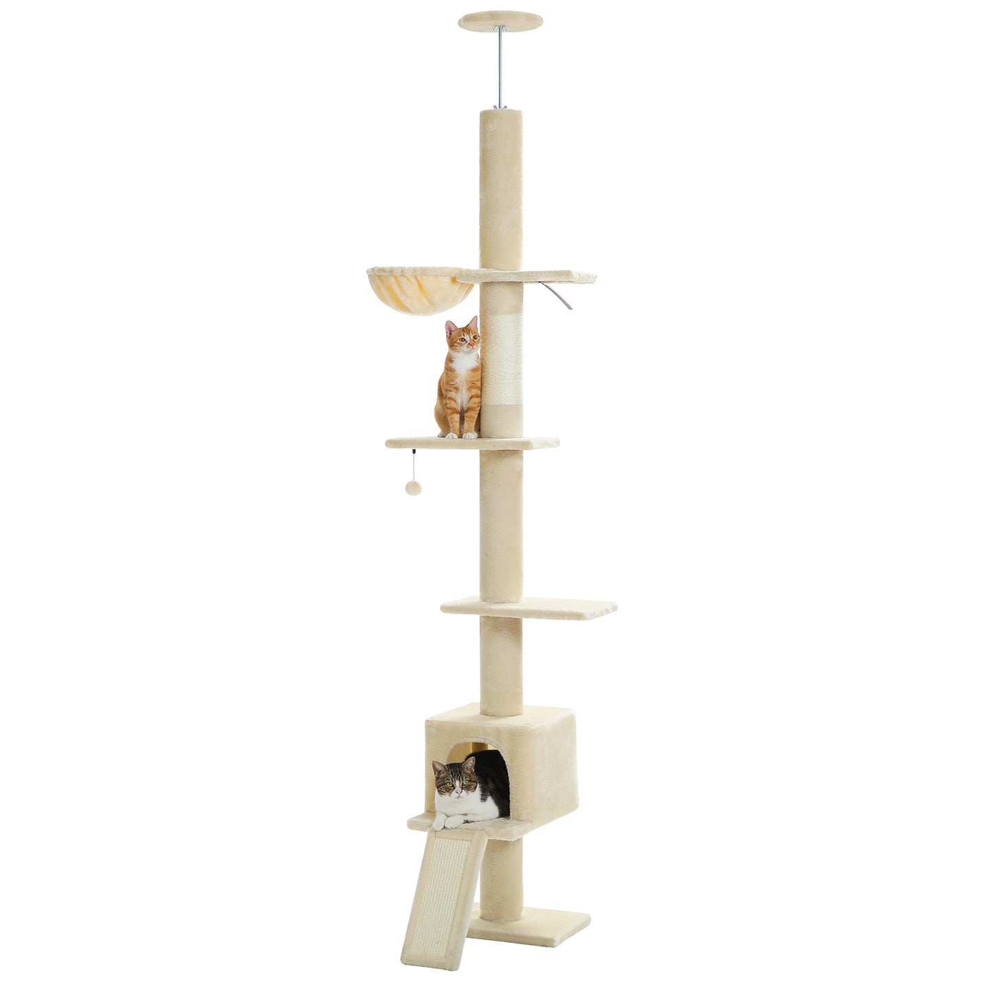 PAWZ Road Cat Tree Tower Scratching Post Ceiling High Cat Scratcher Condo Beds Beige