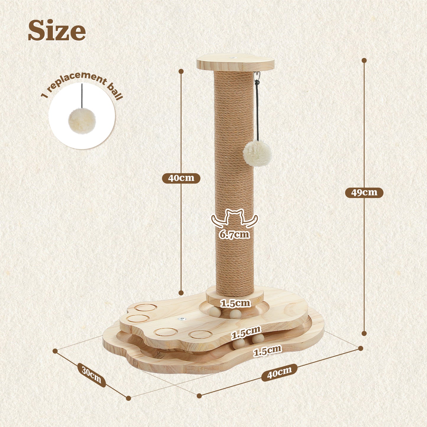 PAWZ Road Cat Tree Tower Scratching Post Kitty Interactive Self-Amusement Toys