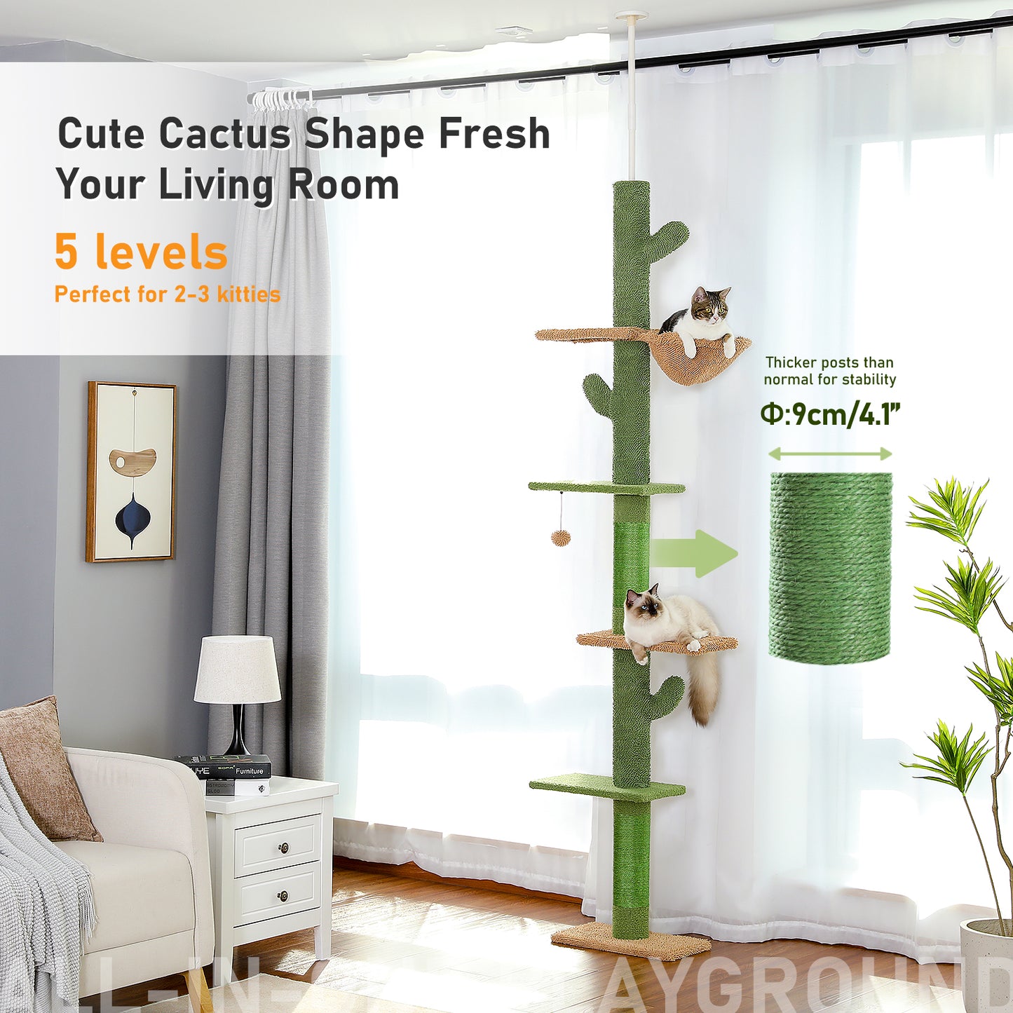 PAWZ Road Cat Tree Scratching Post Scratcher Tower Condo House Ceiling High 275cm