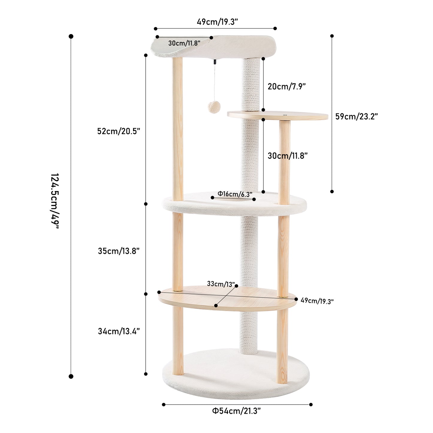 PAWZ Road 124.5cm Cat Tree Trees Scratching Post Multi-level