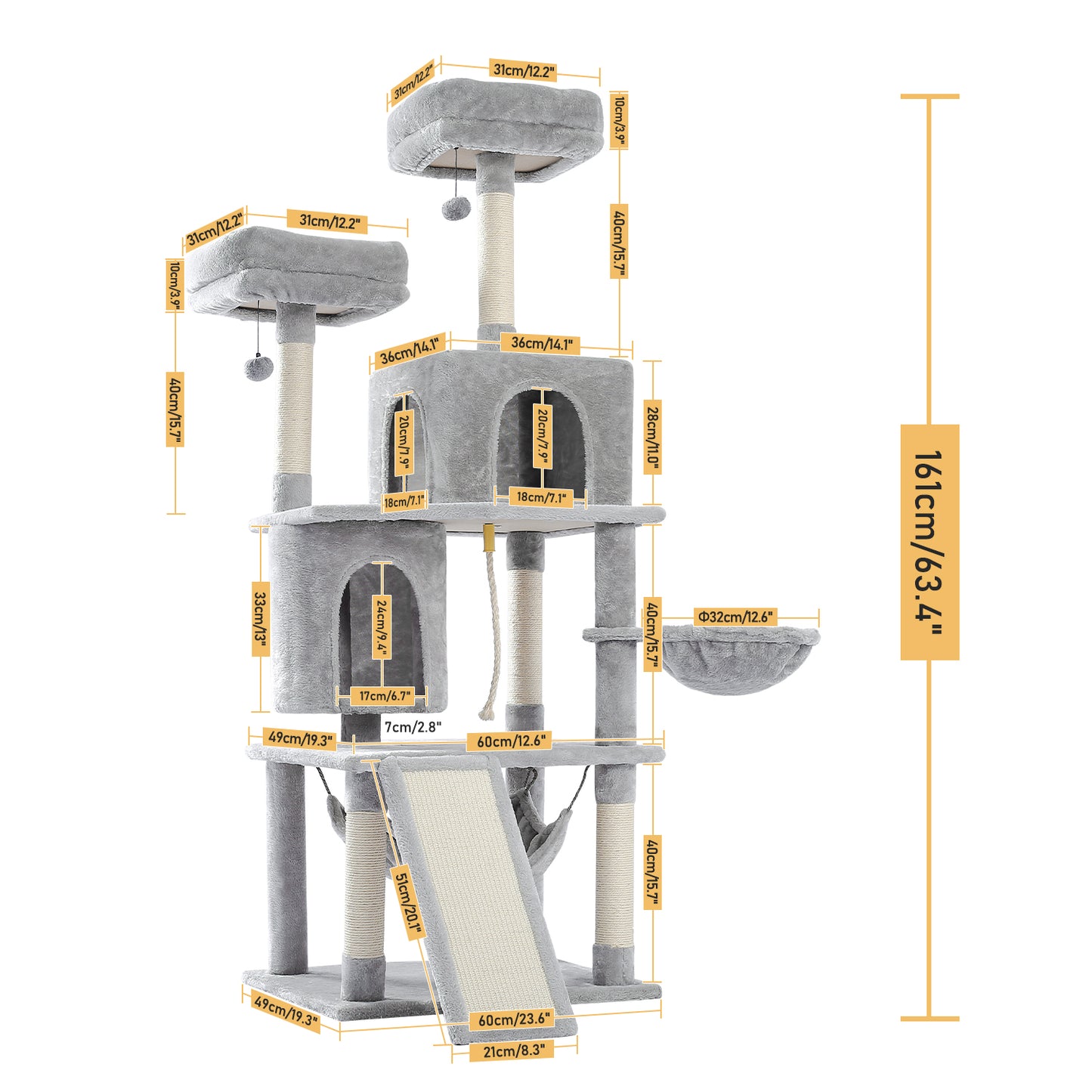 PAWZ Road 161cm Cat Tree Scratching Post Trees Scratcher
