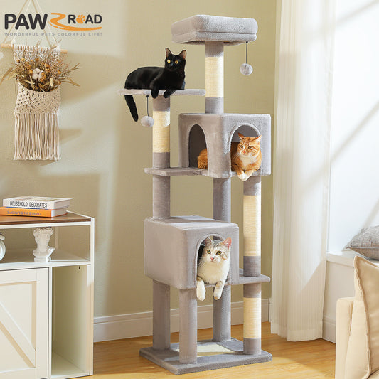 PAWZ Road 157cm Cat Tree Tower Scratching Post Scratcher Condo House Furniture Grey