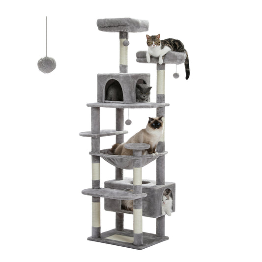 PAWZ Road Cat Tree Tower Scratching Post Scratcher Condo House Cat Bed Toy 184cm Grey